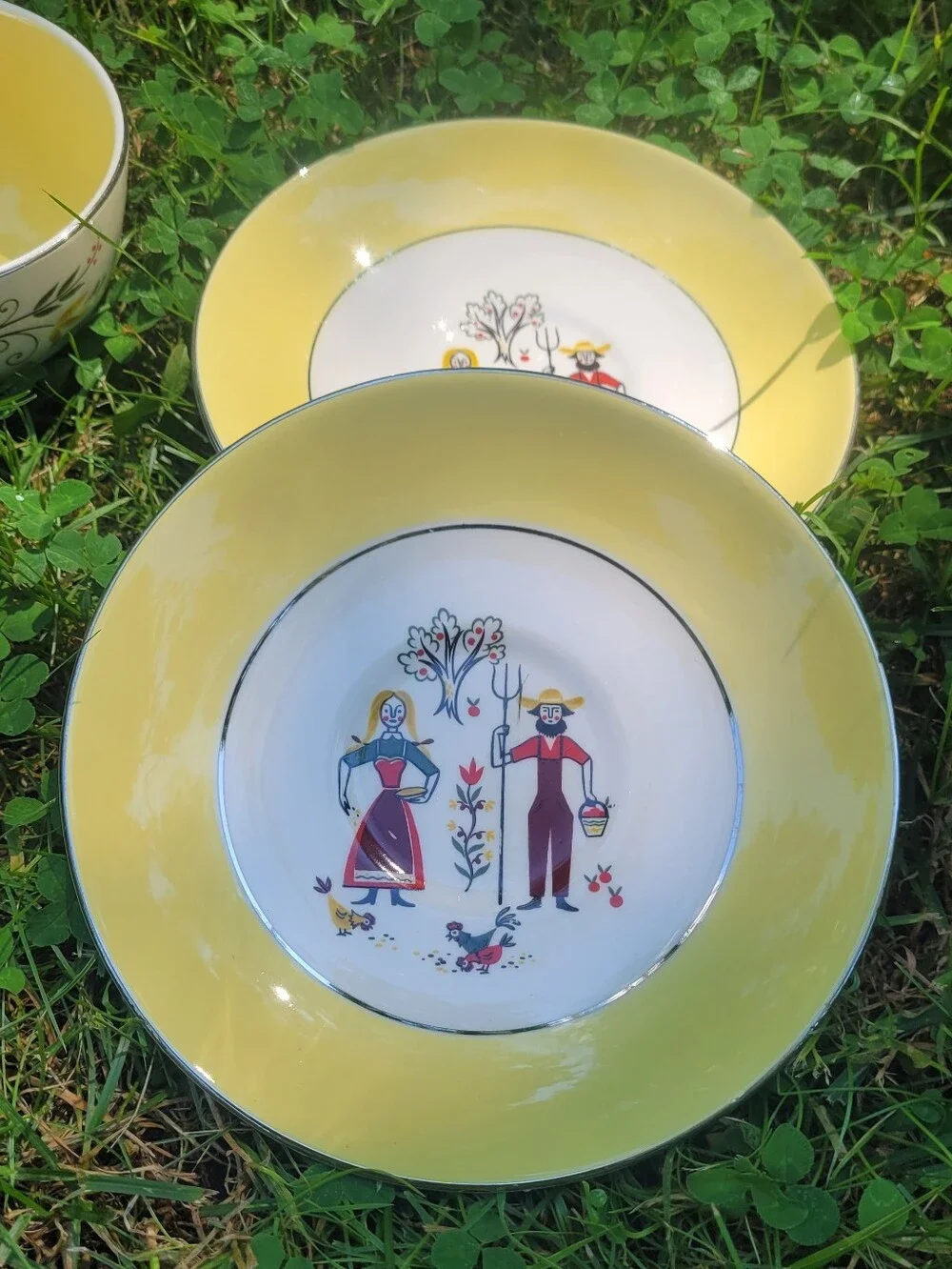 Dutch Farmer Tea Cups & Saucer Plate Set Farmhouse Farmers Wife Cottagecore
